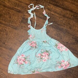 Source Unknown Light Blue Floral Kids Dress